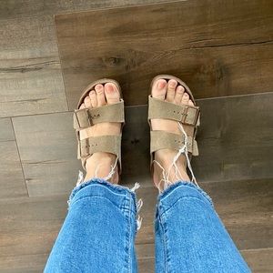 Birkenstock suede strapped sandals